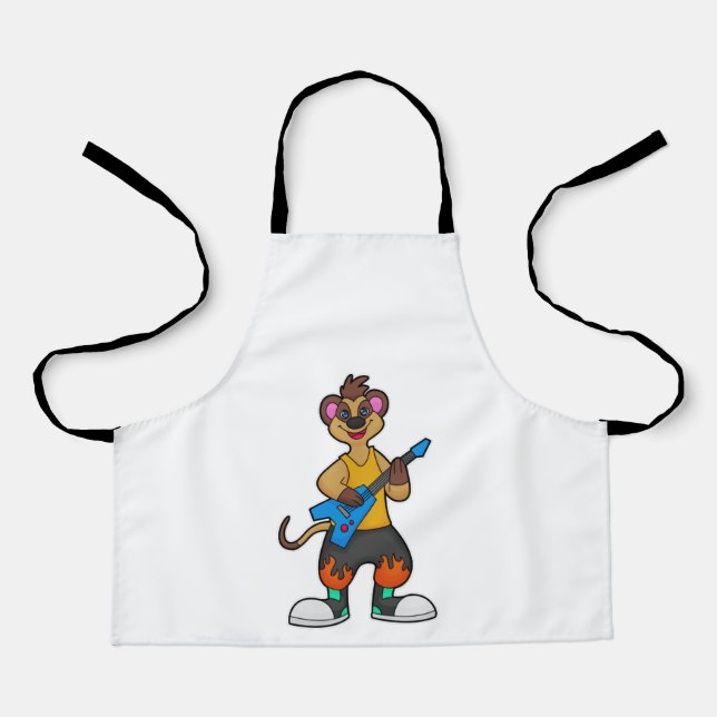 Tablier Meerkat comme musicien avec guitare (Recto)