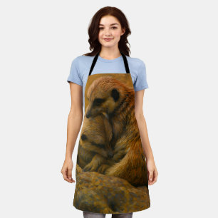 Tablier Meerkat Cuddle - Peinture faunique tonique Terre