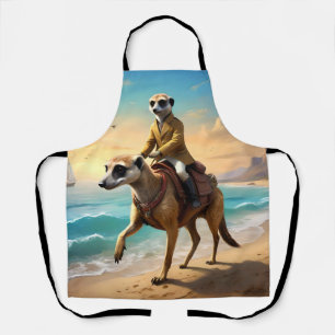 Tablier Meerkat Jockey Sur Un Cheval Meerkat,