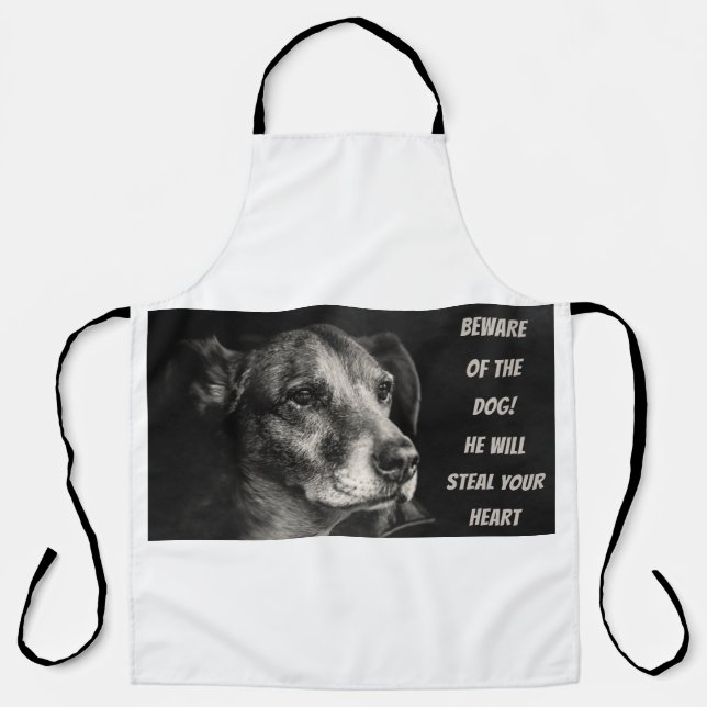 Tablier Méfiez-vous du chien, photo de l'animal de compagn (Recto)