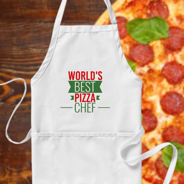 Tablier Meilleur chef de pizza du monde - rouge blanc vert (Créateur téléchargé)