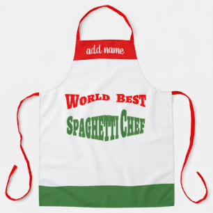Tablier Meilleur chef de spaghetti du monde - rouge blanc