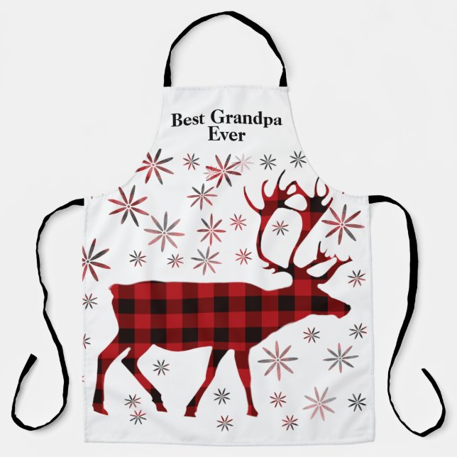 Tablier Meilleur grand-père Toujours Noël cerf roux plaids (Recto)