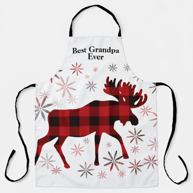 Tablier Meilleur grand-père toujours Noël Moose plis rouge (Recto)