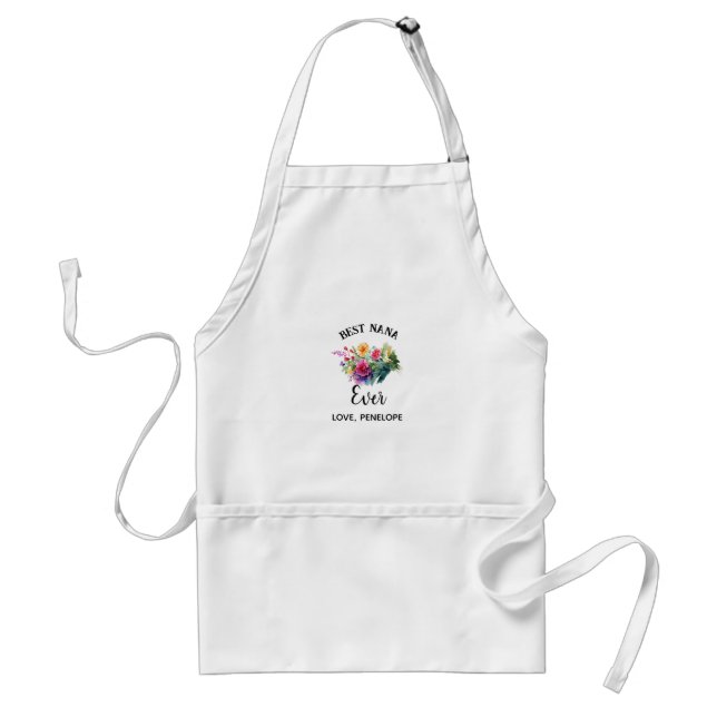 Tablier Meilleur Nana Jamais Branché Boho Bourgogne Floral (Devant)