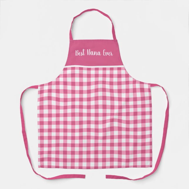 Tablier Meilleur Nana jamais rose En vichy (Recto)