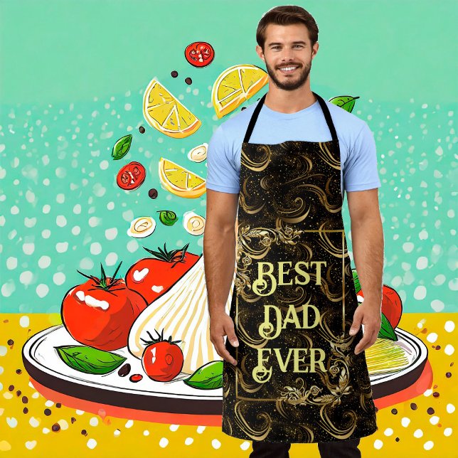 Tablier Meilleur papa jamais Fête des pères Moderne Gold C (Best Dad Ever Father's Day Modern Gold Calligraphy Apron)