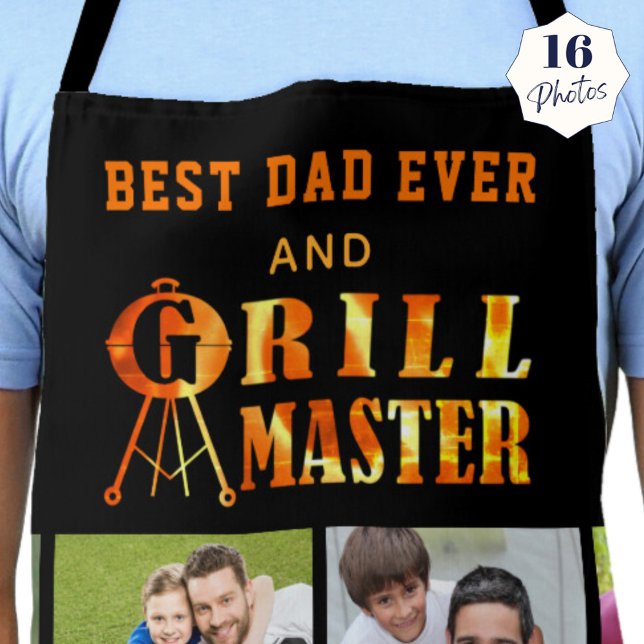 Tablier MEILLEUR PAPA JAMAIS GRILL MASTER 16 Noms de colle (Créateur téléchargé)