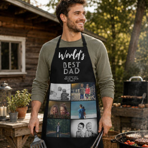 Tablier Meilleur papa personnalisé au monde 6 photo Collag