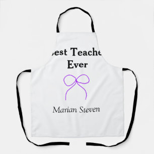 Tablier Meilleur professeur jamais ruban violet nom appréc