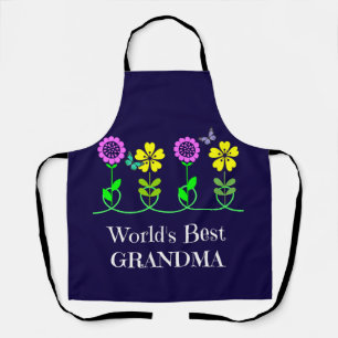 Tablier Meilleure grand-mère du monde, design floral graph