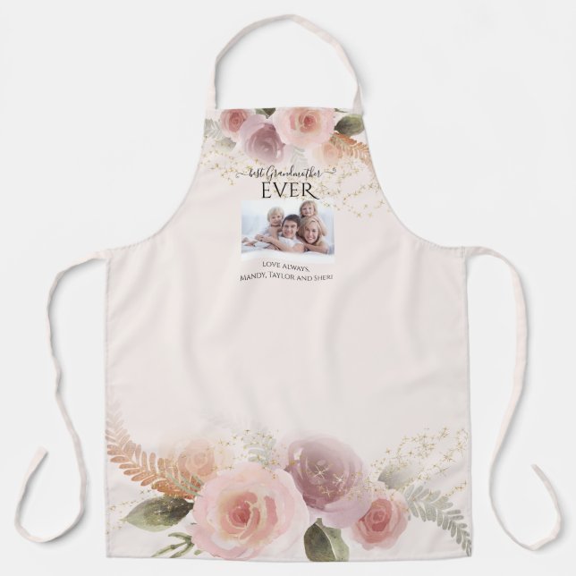 Tablier Meilleure grand-mère JAMAIS Elégante aquarelle Flo (Recto)