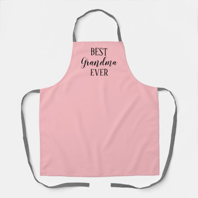 Tablier Meilleure grand-mère jamais rose Gris Script Grand (Recto)