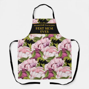 Tablier Meilleure maman jamais Black Gold Nom Pony rose Fl