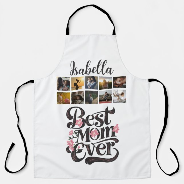 Tablier Meilleure maman jamais rose cadeau unique de la fê (Recto)