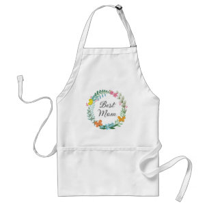 Tablier Meilleure maman Mère Floral Papillon Vert Végétati