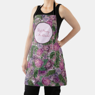 Tablier Meilleure maman pleine de fleurs personnalisée
