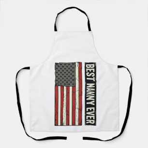 Tablier Meilleure Nounou Patriote Vintage Drapeau Chemise