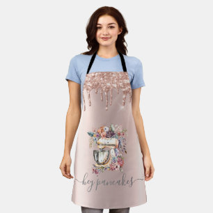 Tablier Mélange Floral Pailleté Dégoulinant Rose Doré