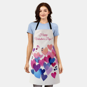 Tablier Mélodie de cœur à l'aquarelle pour la Saint-Valent