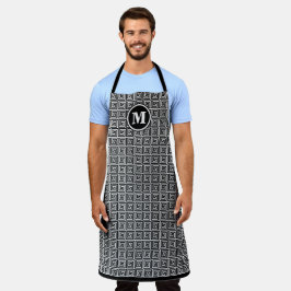Tablier Mens Monogramme Clé grecque noire Meander Motif