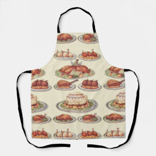 Tablier Menu Thanksgiving vintage Turquie Plat traditionne