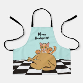 Tablier Meowy Thanksgiving Drôle chat Turquie Dessin