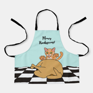 Tablier Meowy Thanksgiving Drôle chat Turquie Dessin