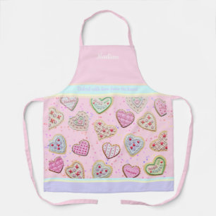 Tablier Mère Fille Personnalisée Coeur Cookies Pastel