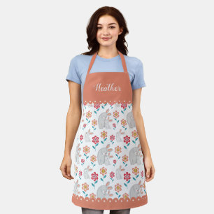 Tablier Mère lapin mignonne et fleurs de lapin motif corai
