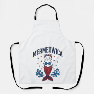Tablier Mermeowica Chat Mermaid Patriotique Design de T-Sh