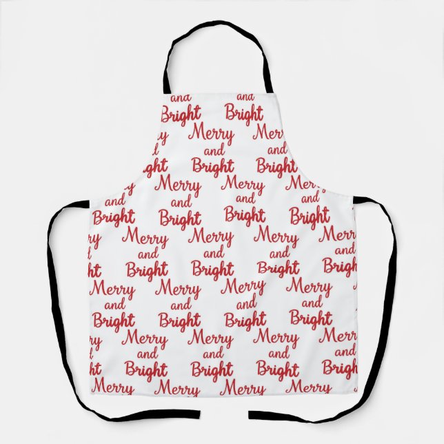 Tablier merry and bright christmas pattern apron (Recto)