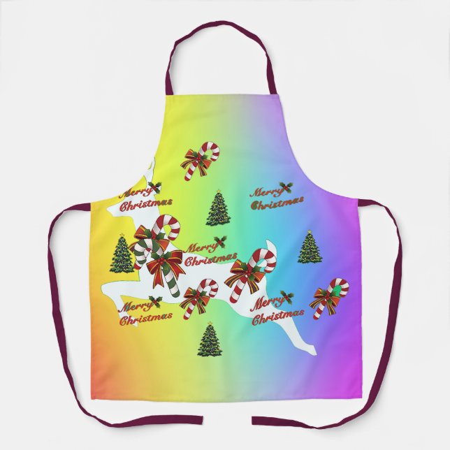 Tablier Merry Christmas Deer Rainbow Holiday  (Recto)
