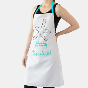 Tablier Merry Christmas Pastel Turquoise Blue Starfish Cui