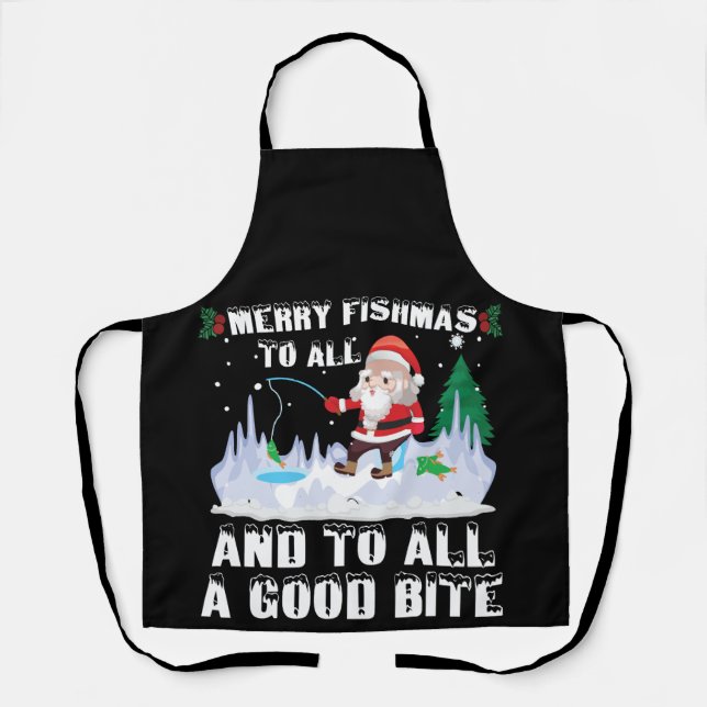 Tablier Merry Fishmas Funny Pêcheur de poisson Xmas (Recto)