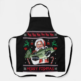 Tablier Merry Fishmas Père Noël Pêche laide Sweat de Noël