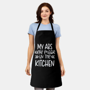Tablier Mes abdos faits en cuisine Cute Noir personnalis
