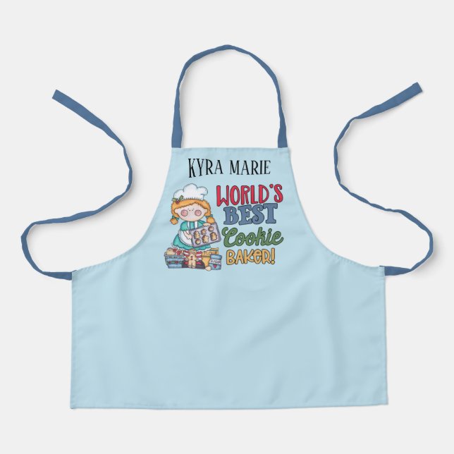 Tablier Mete girls monde's best cookie baker ajouter nom (Recto)