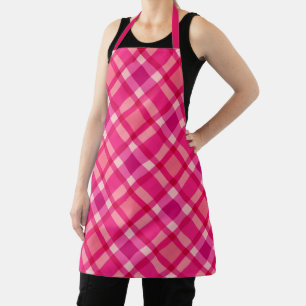 Tablier Mi-siècle moderne Plaid, Fuchsia rose et vin