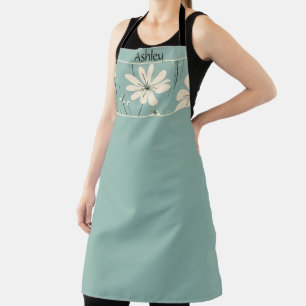 Tablier Mid Century Moderne Fleur Daisy Nom personnalisé