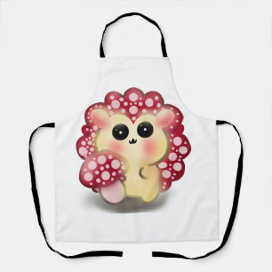 Tablier Mignon Art Kawaii de Champignon Rouge et Hérisson