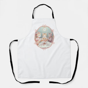 Tablier Mignon Chat Rose Féminin Design de Thé à l'anglais