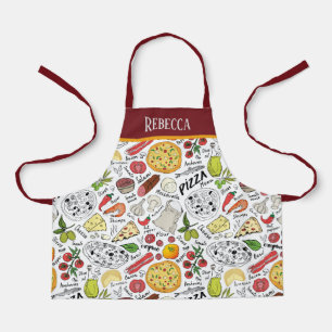 Tablier mignon enfants unisex pizza cuisson ajouter nom
