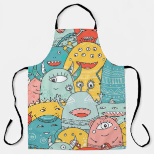 Tablier mignon monstres foule sans couture motif dans le s