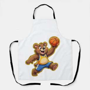 Tablier Mignon ours en peluche 3D jouant au basket-ball – 