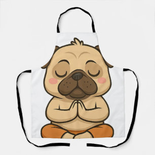 Tablier Mignon yoga de pug méditation relaxation dessin an
