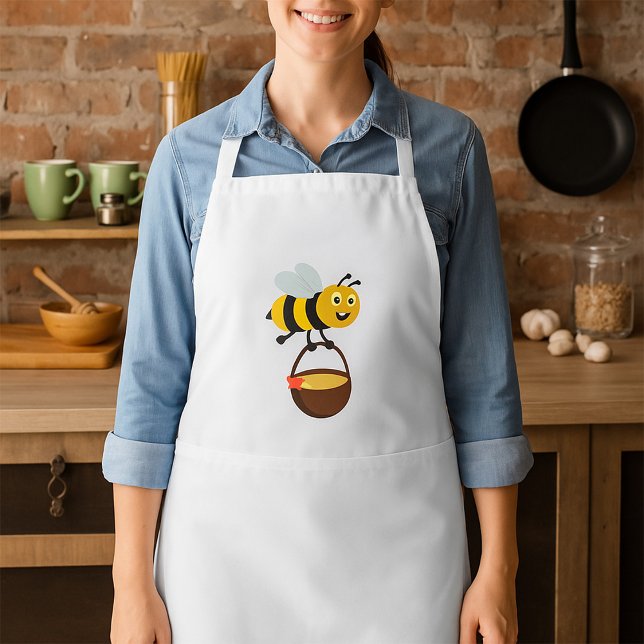 Tablier Mignonne Bee transportant un pot de miel avec fleu (Créateur téléchargé)
