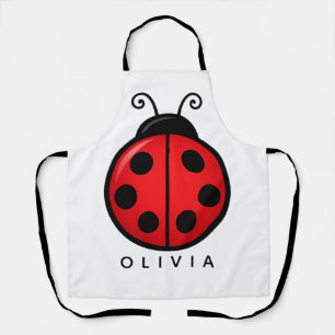Tablier Mignonne coccinelle rouge avec nom personnalisé -