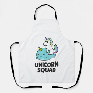 Tablier Mignonne Équipe Licorne De Narval Drôle Licorne Et