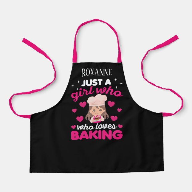 Tablier Mignonne fille aime cuisiner ajouter nom enfants (Recto)